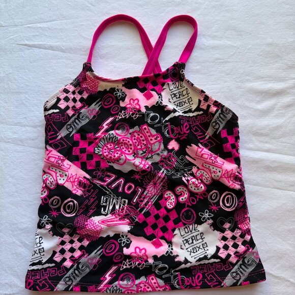 Girls Pink & Black OP Tankini Set With Love & Peace Graphics size S (6/6x) - Picture 3 of 8